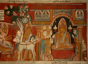 Wandgemälde im Bildhaus des Subdharama-Tempels, Dehiwala