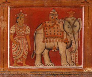 Wandgemälde eines Elefanten im Subdharama-Tempel, Dehiwala von Sri Lankan School