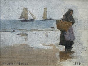 Fischerin am Strand