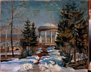 Landschaft mit einem Pavillon