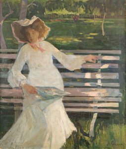 Auf einer Bank, c.1905 von Stanislaw Kuczborski