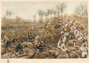 Die Cameron Highlanders nehmen eine Palisade ein, Atbara, 8. April 1898 (Fotolithografie) von Stanley Berkeley