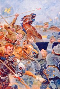 Der Angriff der 9. Lanzenreiter während des Rückzugs von Mons