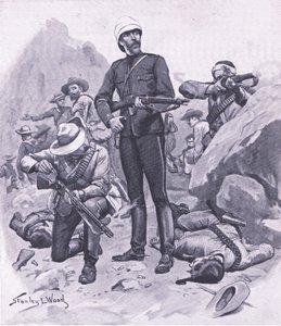 Oberst Buller am Inhlobane-Berg, März 1879, Illustration aus Britische Schlachten zu Land und zu Wasser, 1915 von Stanley L. Wood