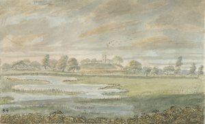 High Offley Kirche: Aquarellmalerei, undatiert [1762-1802] von Stebbing Shaw