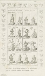 Lichfield Kathedrale - Effigien und Wappen (Stich)