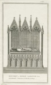 Kathedrale von Lichfield - Denkmal für Bischof Langton (Stich) von Stebbing Shaw