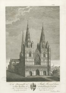 Lichfield Kathedrale - Westfront (Stich) von Stebbing Shaw
