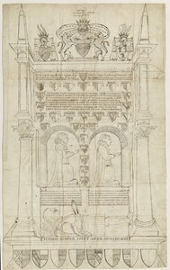 Sandon Kirche - Grab von Sampson Erdeswicke: Feder- und Tintenzeichnung, undatiert [?18. Jh.] von Stebbing Shaw
