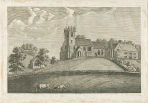 Sandon Kirche und Pfarrhaus (Stich)