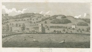 Wolseley - Colwich Kirche und Oakedge House (Stich) von Stebbing Shaw