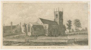 Yoxall Kirche: Gravur, nd [ca. 1798] von Stebbing Shaw