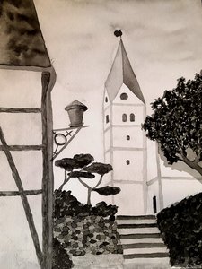 Kirche St. Aegidius in schwarz/weiß