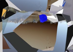 Fragmentierter blauer Würfel