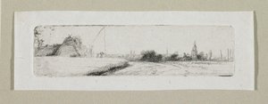 Kleine Landschaft mit entferntem Dorf