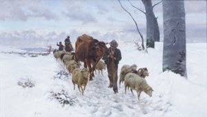 Rückkehr vom Markt nach dem Schneefall, vor 1877