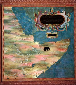 Ostafrika (Somalia und Äthiopien) (Karte von Stefano Bonsignori, um 1581, Florenz, Palazzo Vecchio, Sala del Mappamondo)