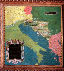 Italien und Jugoslawien (Slawische Länder) Karte von Stefano Bonsignori, um 1581. Florenz, Palazzo Vecchio, Sala del Mappamondo
