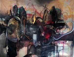 Dunkler Abstrakter Urbaner Fluss von Stefano Mazzolini