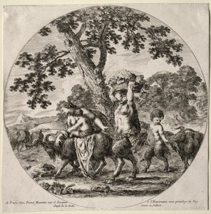 Eine Satyrfamilie auf Reisen von Stefano della Bella