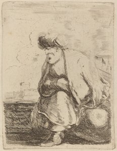 Ein alter Türke mit Turban, auf einem Felsen sitzend von Stefano della Bella
