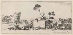 Campagna-Szene mit Künstler beim Skizzieren, vor oder um 1647
