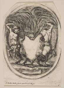 Kartusche aus einer Tigerhaut flankiert von zwei Kentauren, 1647 von Stefano della Bella