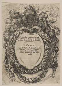 Kartusche mit Titel: Nouvelles Inventions de Cartouches, 1647