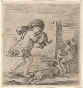 Kind trägt einen Welpen von Stefano della Bella