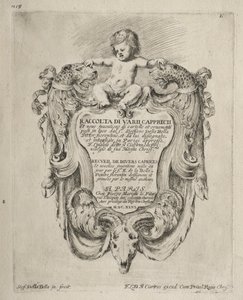 Sammlung verschiedener Capricen und neuer Entwürfe von Kartuschen und Ornamenten: Nr. 1, Titelseite von Stefano della Bella