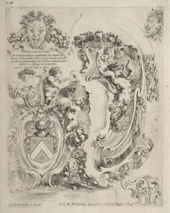 Sammlung verschiedener Capricen und neuer Entwürfe von Kartuschen und Ornamenten: Nr. 2, Widmungsseite von Stefano della Bella