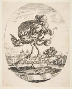 Der Tod trägt ein Kind, aus Die fünf Tode, ca. 1648 von Stefano della Bella