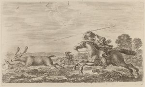 Hirsche, gejagt von zwei Kavaliere von Stefano della Bella