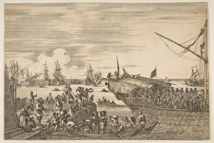 Abfahrt einer Galeere im Hafen von Livorno, aus Ansichten des Hafens von Livorno ..., 1654-55