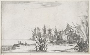 Drei Männer, die am Kai sprechen Maritime Darstellungen (Serientitel) Suite de huit marines (Serientitel) von Stefano della Bella