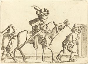 Zwerg reitet auf einem Esel