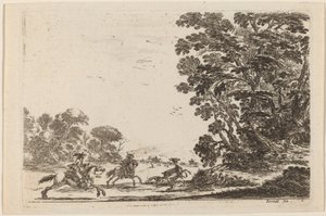Wald mit Hirschjagd, 1642 von Stefano della Bella