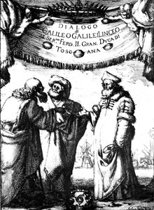 Frontispiz von Galileos Dialogo dei Massimi Sistemi, 1632
