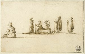 Gruppe von sitzenden und stehenden Männern und Frauen von Stefano della Bella