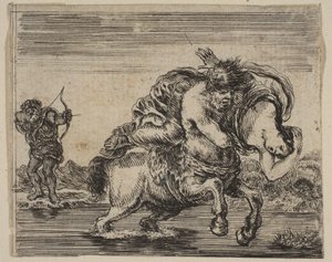 Herkules und Deianira, aus Spiel der Mythologie Jeu de la Mythologie von Stefano della Bella
