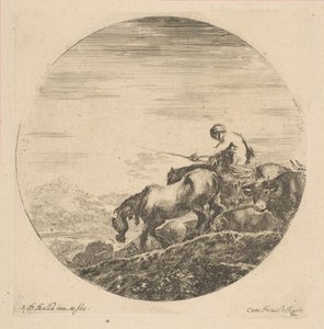 Hirte zu Pferd treibt Tiere, ca. 1646 von Stefano della Bella