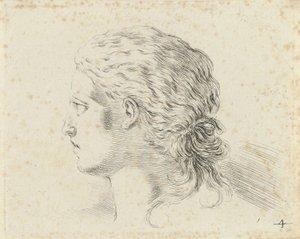 Kopf einer Frau, im Profil nach links von Stefano della Bella
