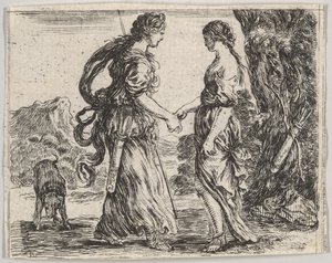 Jupiter und Kallisto, aus Spiel der Mythologie Jeu de la Mythologie, 1644 von Stefano della Bella
