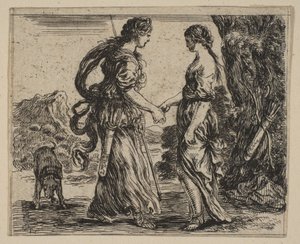 Jupiter und Kallisto, aus Spiel der Mythologie Jeu de la Mythologie, 1644 von Stefano della Bella