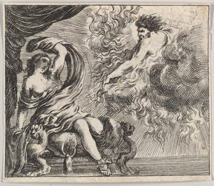 Jupiter und Semele, aus dem Spiel der Mythologie, 1644 von Stefano della Bella