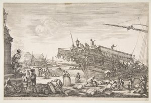 Beladen einer Galeere, aus Ansichten des Hafens von Livorno, 1654-55