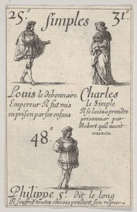 Ludwig der Fromme... Karl der Einfältige, aus Das Spiel der Könige von Frankreich, 1644 von Stefano della Bella