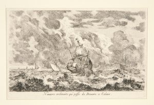 Ein gewöhnliches Schiff, das zwischen Douvre und Calais reist, aus der Serie Ansichten von Seehäfen von Stefano della Bella