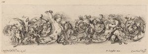 Ornamentale Fries mit Kindern und Hunden, wahrscheinlich 1648