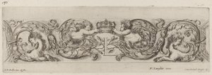 Ornamentale Fries mit Buchstabe L (Louis XIV) von Stefano della Bella